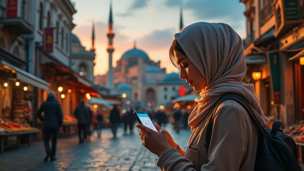 Découverte d’Istanbul avec une carte SIM locale et smartphone dans un décor urbain culturel et animé